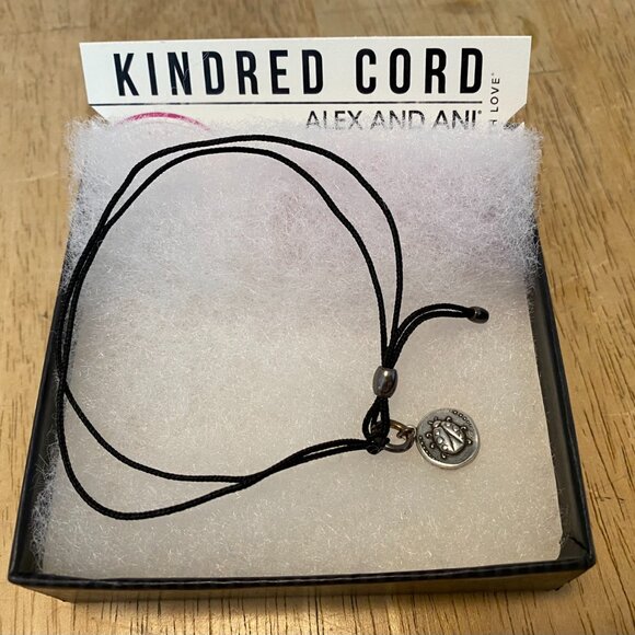 Alex and Ani Black Cord Bracelet with Silver Ladybug Charm - Picture 5 of 6